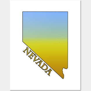 State of Nevada Desert Themed Outline Posters and Art